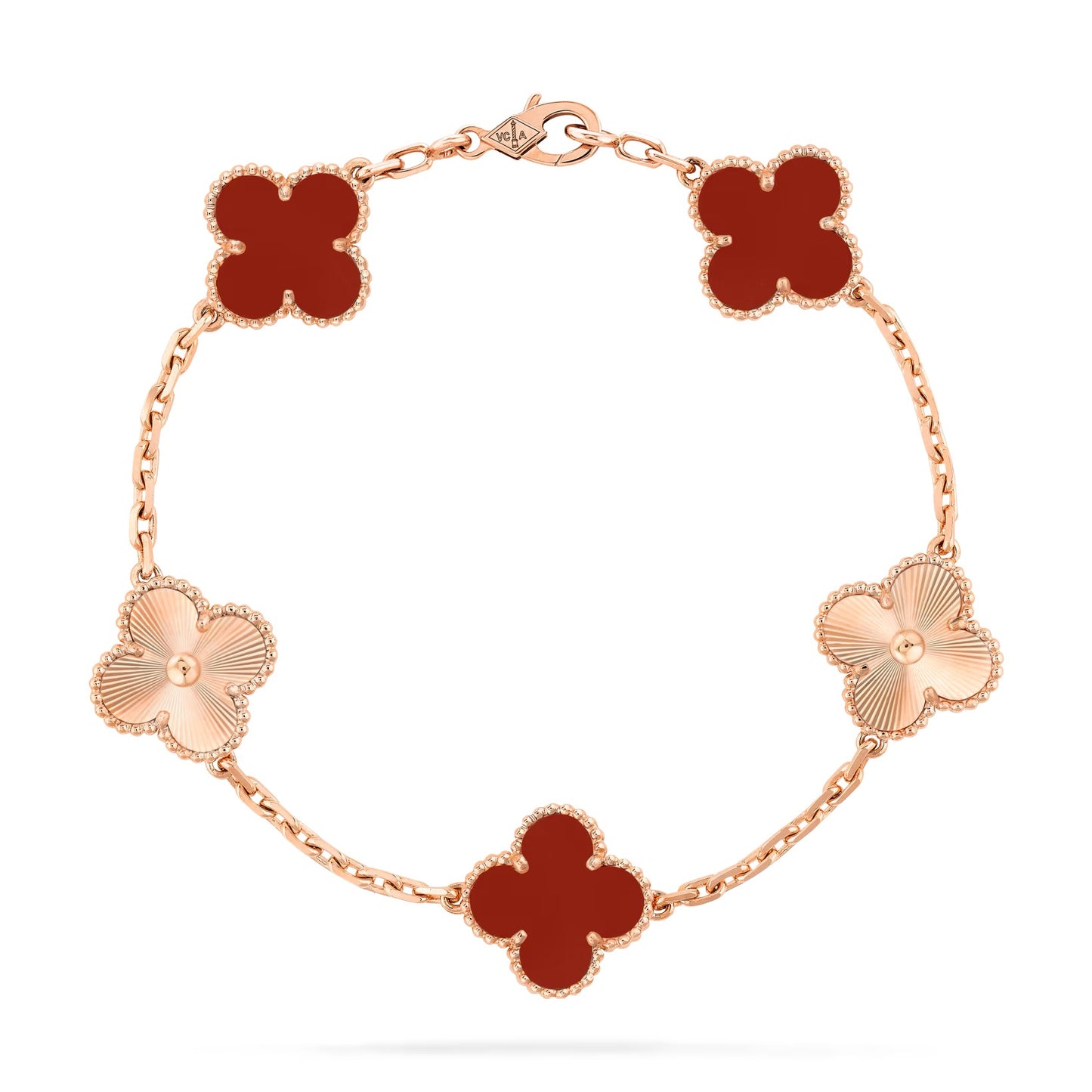 BRACELET TRÈFLE DELUXE | ROUGE - OR ROSE