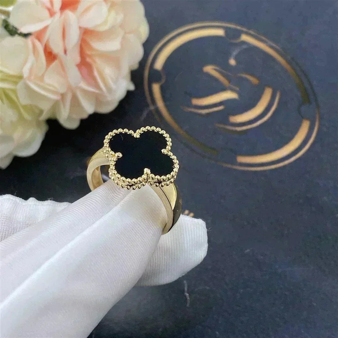 BAGUE TRÈFLE | NOIR - OR