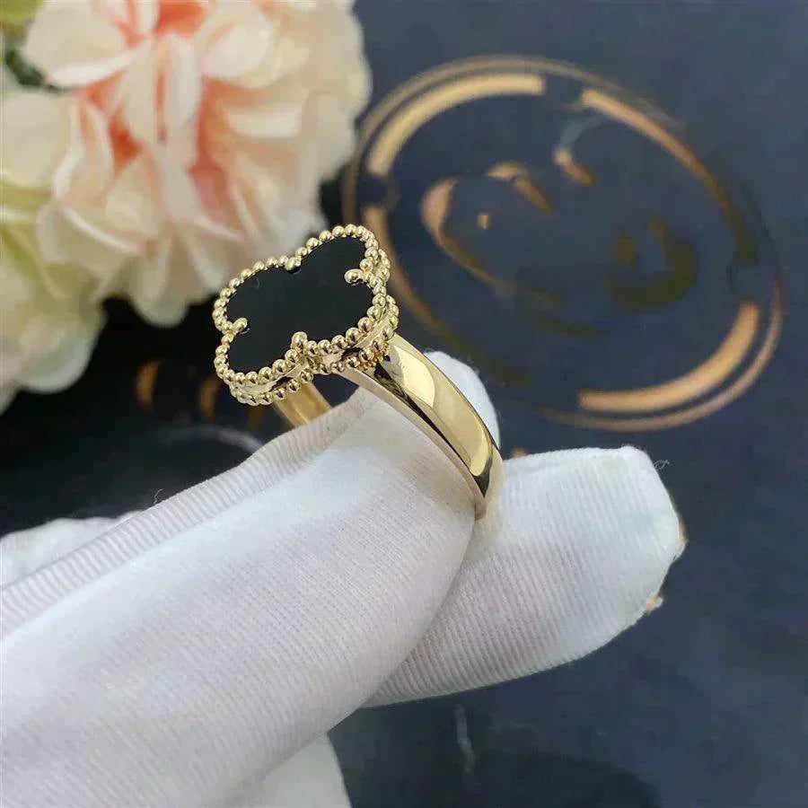 BAGUE TRÈFLE | NOIR - OR