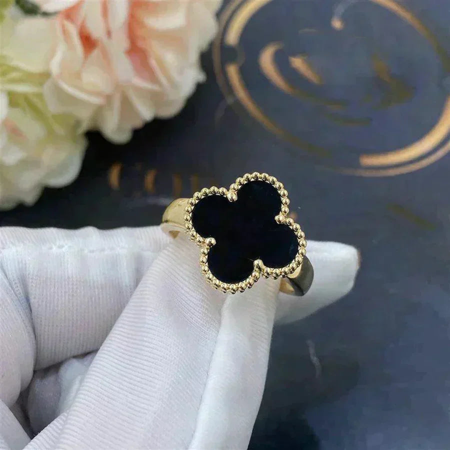 BAGUE TRÈFLE | NOIR - OR