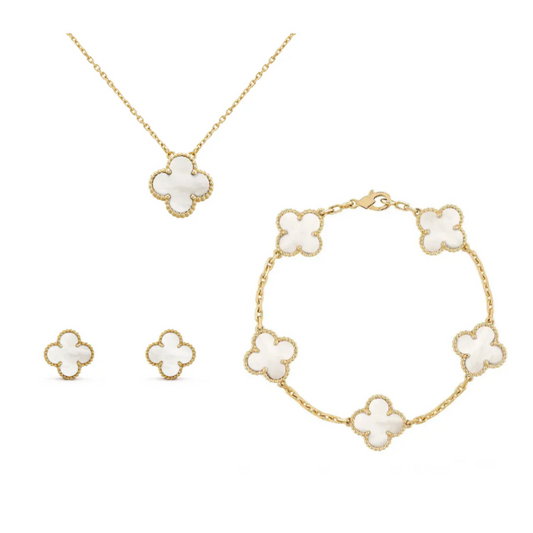 SET TRÈFLE CLARA | BLANC - OR