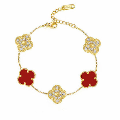 BRACELET TRÈFLE DELUXE | ROUGE - OR